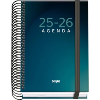 Afbeelding van Dohe Schoolagenda 2025 2026 Dag per Pagina, Formaat A6 (12x17 cm), Spaans en Engels, September tot Juni, Spiraalbinding Elastieksluiting, Harde Kaft, 4 Stickervellen PRIME Boreal