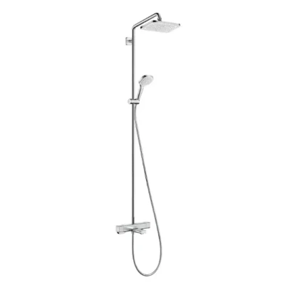 Afbeelding van Hansgrohe croma e280 showerpipe met badkraan thermostatisch 1jet hoofddouche hoh 15cm 3jet handdouche multi en doucheslang 160cm chroom 276870