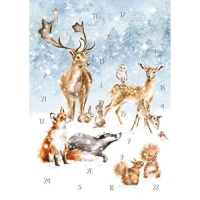 Afbeelding van Adventskalender Kaart A5 Wrendale A Winter wonderland woodland animal advent calendar card