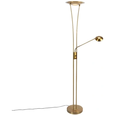 Afbeelding van QAZQA Vloerlamp brons incl. LED met leesarm Ibiza