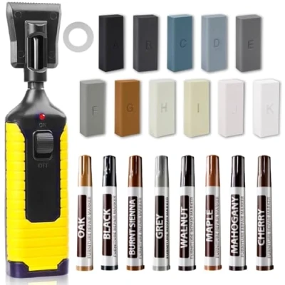 Afbeelding van Laminaat reparatieset, vinylvloer, hout, parket meubelmarkers, harde was, reparatieset voor pvc vloeren, houtkit, linoleum, meubels, werkblad