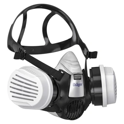 Afbeelding van Dräger X plore® 3300 Chemieset halfgelaatsmasker + 2x ABEK1 Hg P3 R D filters Gasmasker voor chemische stoffen, toxische gassen maat M