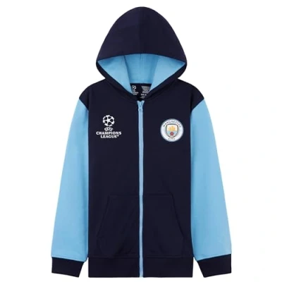 Afbeelding van MANCHESTER CITY F.C. Zip Up Jongens Hoodies Tieners Hooded Sweatshirt Man Stad Geschenken, marine/Blauw, 11 12 jaar