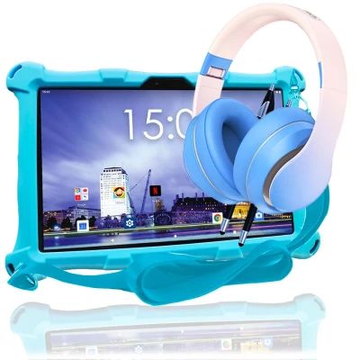 Afbeelding van AngelTech Kinderpakket XL Kindertablet + Kinderkoptelefoon Combipakket Blauw