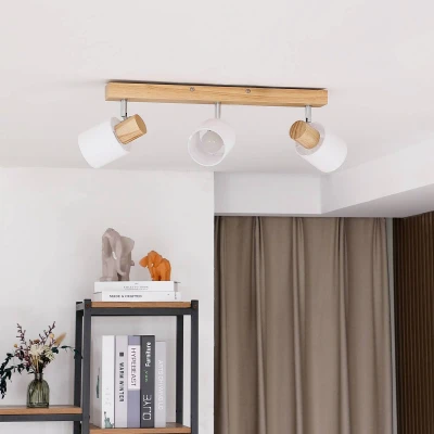 Afbeelding van Lindby buitenspot 3lichts hout, stof H: 19 cm E14 licht wit