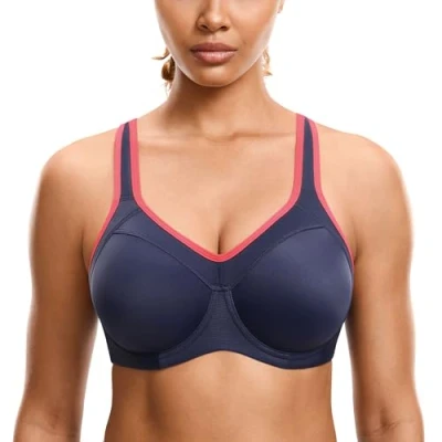 Afbeelding van SYROKAN Vrouwen Volledige BH Ondersteuning Racerback licht gevoerd Onderdraad Sport Beha Inkt Blauw 80F