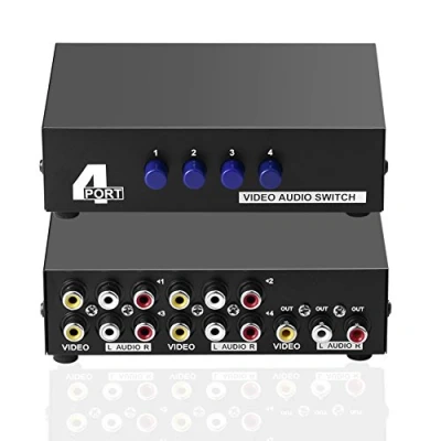 Afbeelding van SIENOC 4 weg AV schakelaar in 1 Out Audio Video L/R RCA Keuzeschakelaar Box Splitter Zwart voor DVD STB Game Consoles