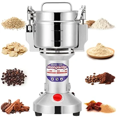 Afbeelding van Moongiantgo Elektrische graanmolen 500g Spice Superfine Mill roestvrij staal &amp; 36000 RPM commerciële motor, voor kruiden/specerijen/moer/granen, met bescherming van overbelasting en open afdek stop