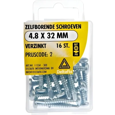 Afbeelding van Deltafix schroef zelfborend cilinderkop / ph verzinkt 4.8 x 32 mm din 7504 n 16 st.