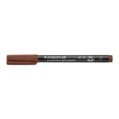 Afbeelding van Staedtler 318 Lumocolor universele pen F punt, circa 0,6 mm, permanent, 10 stuks in kartonnen etui bruin