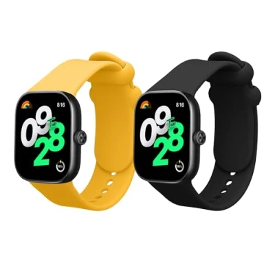 Afbeelding van kwmobile 2x horlogebandjes geschikt voor Xiaomi Redmi Watch 4 bandje Smartwatch bandjes van TPU Activity tracker horloge band in zwart / geel