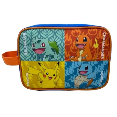 Afbeelding van Pokemon Toilettas 25x9x19cm Pikachu Squirtle Charmander Bulbasaur 3D Logo