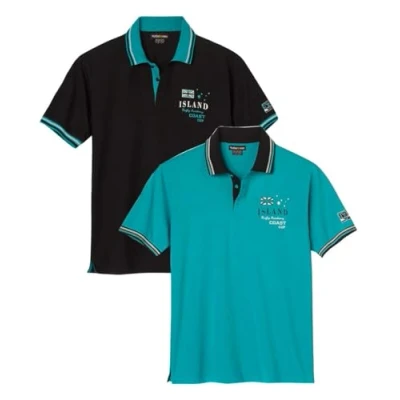 Afbeelding van ATLAS FOR MEN 2 stuks herenpoloshirts met korte mouwen, verkrijgbaar in grote maten van M tot 5XL, donkerzwart, donker smaragdgroen, L