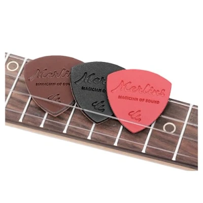 Afbeelding van Lederen plectrumset/3 plectrums in verschillende diktes voor ukelele akoestische en westerngitaar