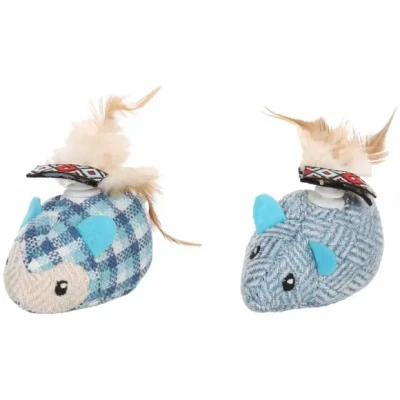 Afbeelding van Flamingo Spinda Speelgoed Katten Ps Muis Blauw 7,5cm Assortiment 1st 135448