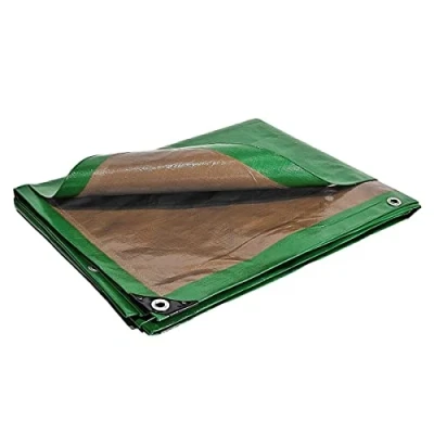 Afbeelding van Houten dekzeil 5 x 8 m TECPLAST HQ250BO Groen en Bruin Hoge Prestatie Waterdicht beschermend voor brandhout