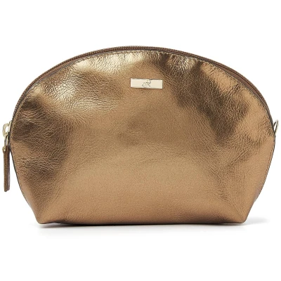 Afbeelding van make up tasje met spiegel etui klein Spiegeltasje dames leer van dR Amsterdam Veilig opbergen je en ruimte voor 3 creditcards Mint 110630 Gold