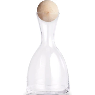 Afbeelding van Zeller karaf glas/hout met bal vormige dop 750 ml schenkkan