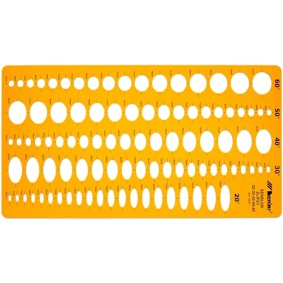 Afbeelding van Ellipse tekensjabloon, technisch tekenen, 20, 30, 40, 50, 60 graden, tekensjabloon voor student, ingenieur, architect, grafisch ontwerper, sjabloon ellipsen