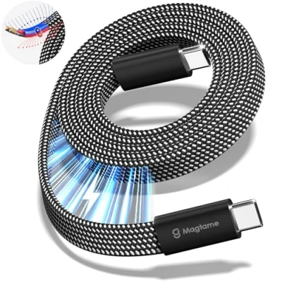 Afbeelding van Magtame USB C kabel, 240 W magnetische naar kabel 5 ft, A nylon gevlochten snellaadtype voor Samsung S22 apparaat