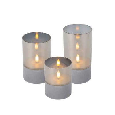 Afbeelding van Lucide VELAS Tafellamp Batterijen Ø 8 cm LED 3x0,2W 2700K Fumé Set van 3