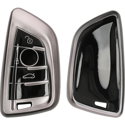 Afbeelding van kwmobile autosleutel hoesje geschikt voor BMW 3 knops Smart Key hoes TPU behuizing Beschermende auto sleutel case Sleuteletui in mat zwart /