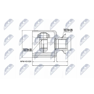 Afbeelding van Homokineet reparatie set, aandrijfas NTY NPW HD 024