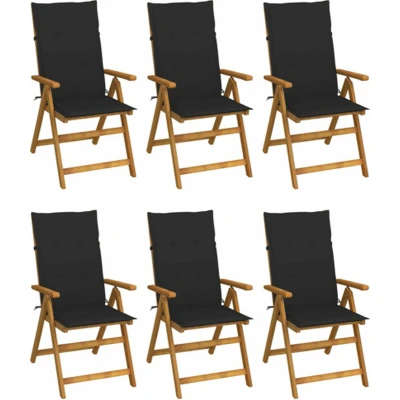 Afbeelding van Tuinstoelen 6 st inklapbaar met kussens massief acaciahout