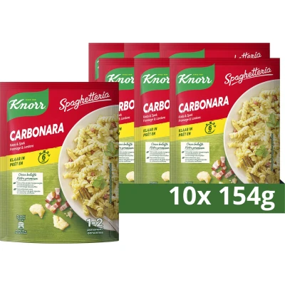 Afbeelding van Knorr Spaghetteria Pastagerecht Carbonara smakelijke maaltijd zonder toegevoegde smaakversterkers en kunstmatige kleurstoffen 10 x 154 g