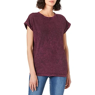 Afbeelding van Build Your Brand Dames Ladies Acid Washed Extended Shoulder Tee T shirt