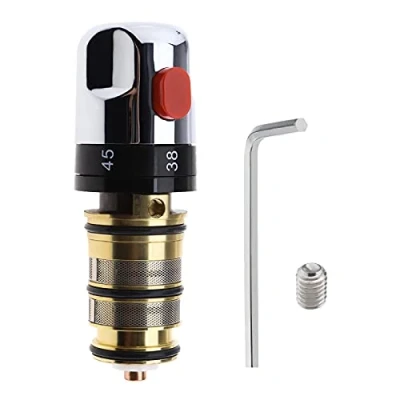 Afbeelding van YINETTECH 1x Thermostatische Bad Mixer Tap Douche Valve Handvat Reserve Reparatie Cartridge Kit Verchroomd Massief Messing