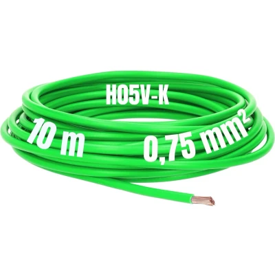Afbeelding van Kalitec 10 meter H05V K 0,75 mm² groene bedradingskabel I kernkabel flexibel PVC enkeladerig meeraderig 0,75mm2 bedrading fijnaderig enkele kabel massief schakeldraad