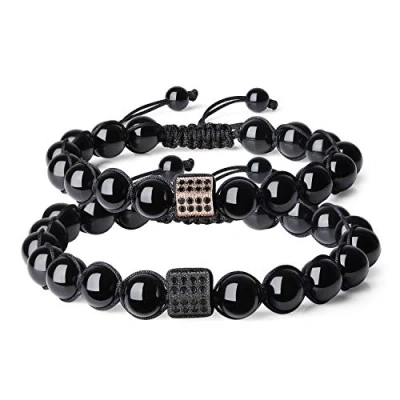 Afbeelding van COAI Uniseks partnerarmband van Toermalijn Schörl, 16 centimeters, Edelsteen,