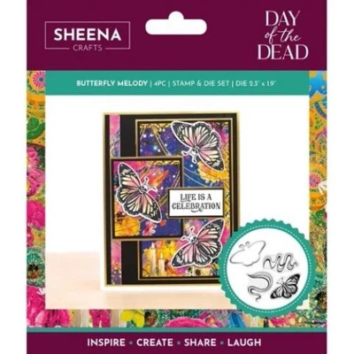 Afbeelding van Sheena Douglass Day of the Dead Clearstamp/Snijmal Butterfly Melody