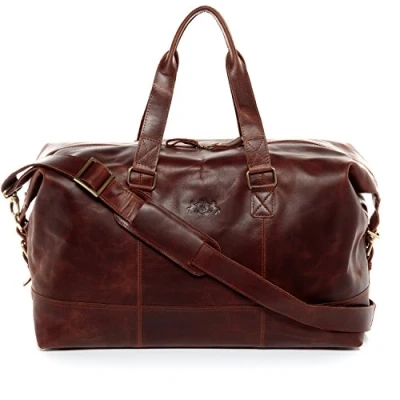 Afbeelding van SID &amp; VAIN Weekender Yale van premium leer, grote sporttas voor heren en dames, reistas, cabinemaat, handgemaakt, bruin cognac, Large, Reistas