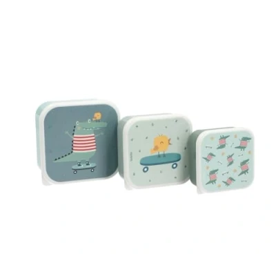 Afbeelding van Tutete Set van 3 lunchboxen voor kinderen, lunchbox 500 ml, 350 300 magnetron, vaatwasmachinebestendig, BPA vrij, ideaal kleuterschool, school en uitstapjes, Croc