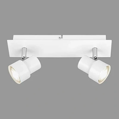 Afbeelding van Briloner Leuchten LED plafondspot, plafondlamp 2 spots, draai en zwenkbaar, 2x GU10, 5 Watt, 460 lumen, 3.000 Kelvin, wit