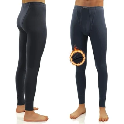 Afbeelding van Sesto Senso Heren Thermische Lange Onderbroek Katoen 100% Warm Lichtgewicht Ondergoed Functionele Leggings Base Layer Bottom, Grafiet, L