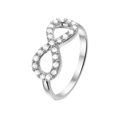Afbeelding van Trendjuwelier huiscollectie Ring Infinity Zirkonia Zilver Gerhodineerd