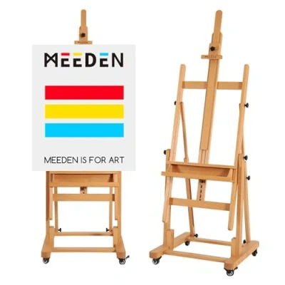 Afbeelding van Heavy Duty Large H Frame Studio Easel ATWORTH Veelzijdige Beuken Houten Artiest Verstelbare Schilderij Stand, Verplaatsbaar en Kantelbaar Plat Beschikbaar