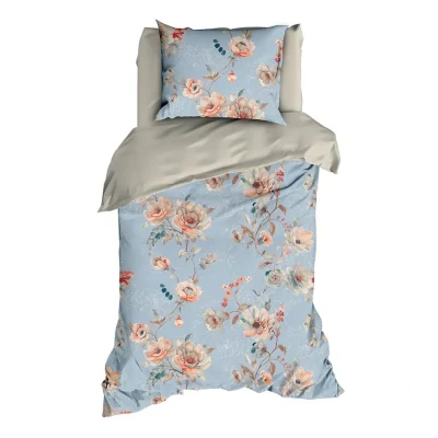 Afbeelding van Dekbedovertrek Satin d&#039;or Charlotte Blue Satijn 140 x 200 / 220 cm 1 Persoons
