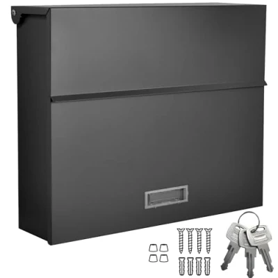 Afbeelding van ALSTEN TECH Designer brievenbus wandbrievenbus zonder krantenvak zwart mat RAL 9017 A4/C4 geschikt