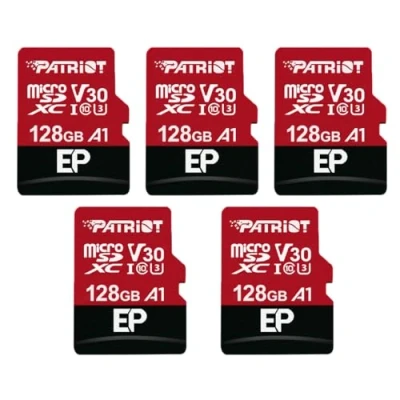 Afbeelding van Patriot Memory 128GB A1 / V30 Geheugenkaart voor Android telefoons en tablets, 4K video opname Pakket van 5