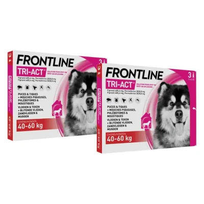 Afbeelding van 2x Frontline Tri Act Anti Vlooien en Teken Druppels XL 3 pipetten