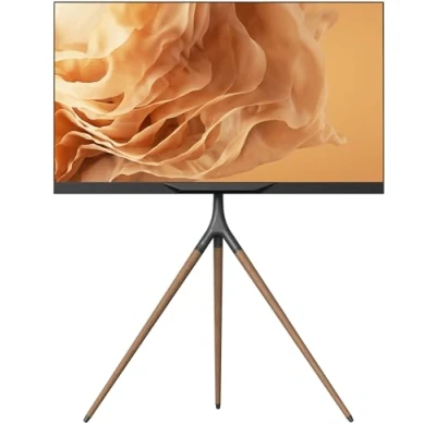 Afbeelding van ONKRON Statief tv standaard voor schermen van 32 65 inch, in hoogte verstelbare hout tot 35 kg Interieur standaards woonkamer Max VESA 400x400 mm/universele draaibare