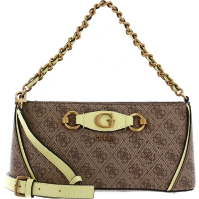 Afbeelding van GUESS Handtas Schoudertas Izzy Crossbody Top Zip Latte Logo / Light Lime Lichtgroen