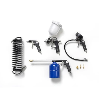 Afbeelding van FIAC 8 delige compressoraccessoireset incl. opblaaspistool, 3 adaptersproeiers en slang, blaaspistool, waspistool, lakpistool