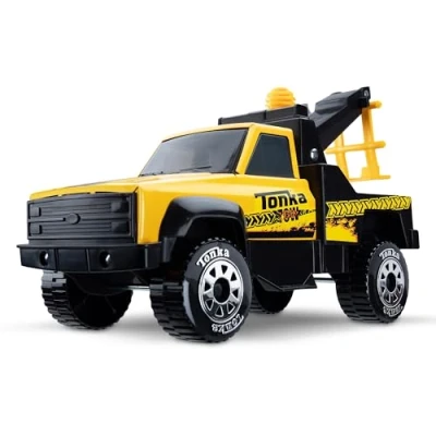 Afbeelding van Steel Classics Takelwagen, Tonka, bouwspeelgoed voor jongens en meisjes, speelgoedauto’s creatief spel, ontwikkeling van motorische vaardigheden, geel/zwart, kinderen vanaf 3 jaar