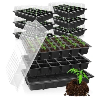 Afbeelding van COM FOUR® 24 delige kweekset, set met waterbakken, kasdek en pottrays voor het kweken van kamerplanten (024 kweekset 38x25cm)