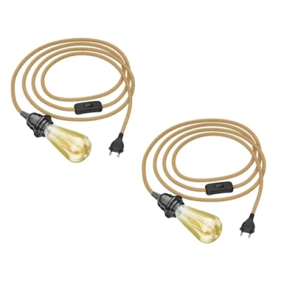 Afbeelding van ledscom.de 2 stuks hennepkabel LEKA met stekker, schakelaar en E27 fitting, incl. LED Vintage goud max. 814lm extra warm wit 3 niveaus